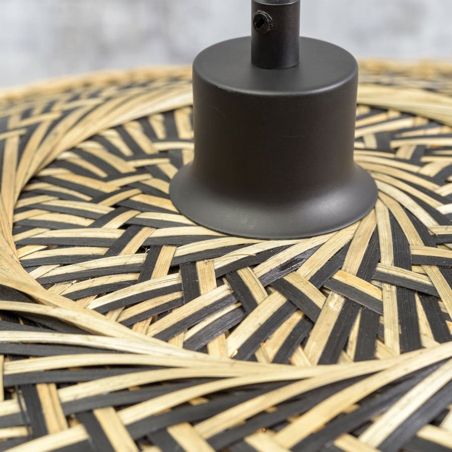 Applique Murale Bali Bambou Tressé Naturel et Noir 44 cm