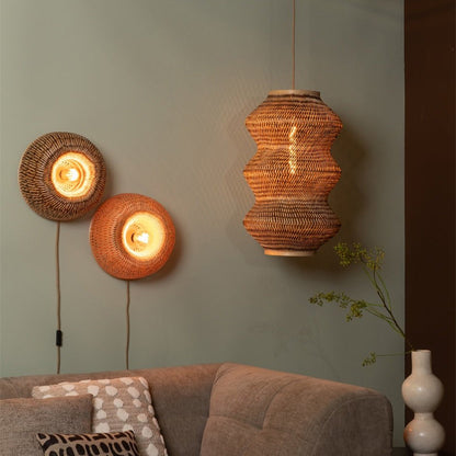 Applique Murale Barbados Bambou Tressé Naturel et Brun 35 cm