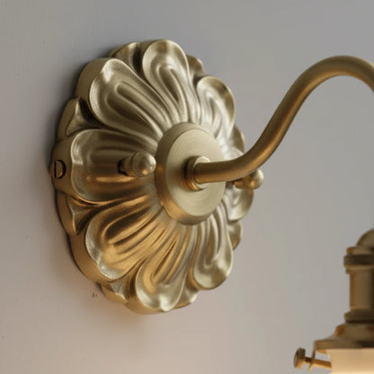 Applique Murale Fleur en Laiton et Verre Dépoli Rétro