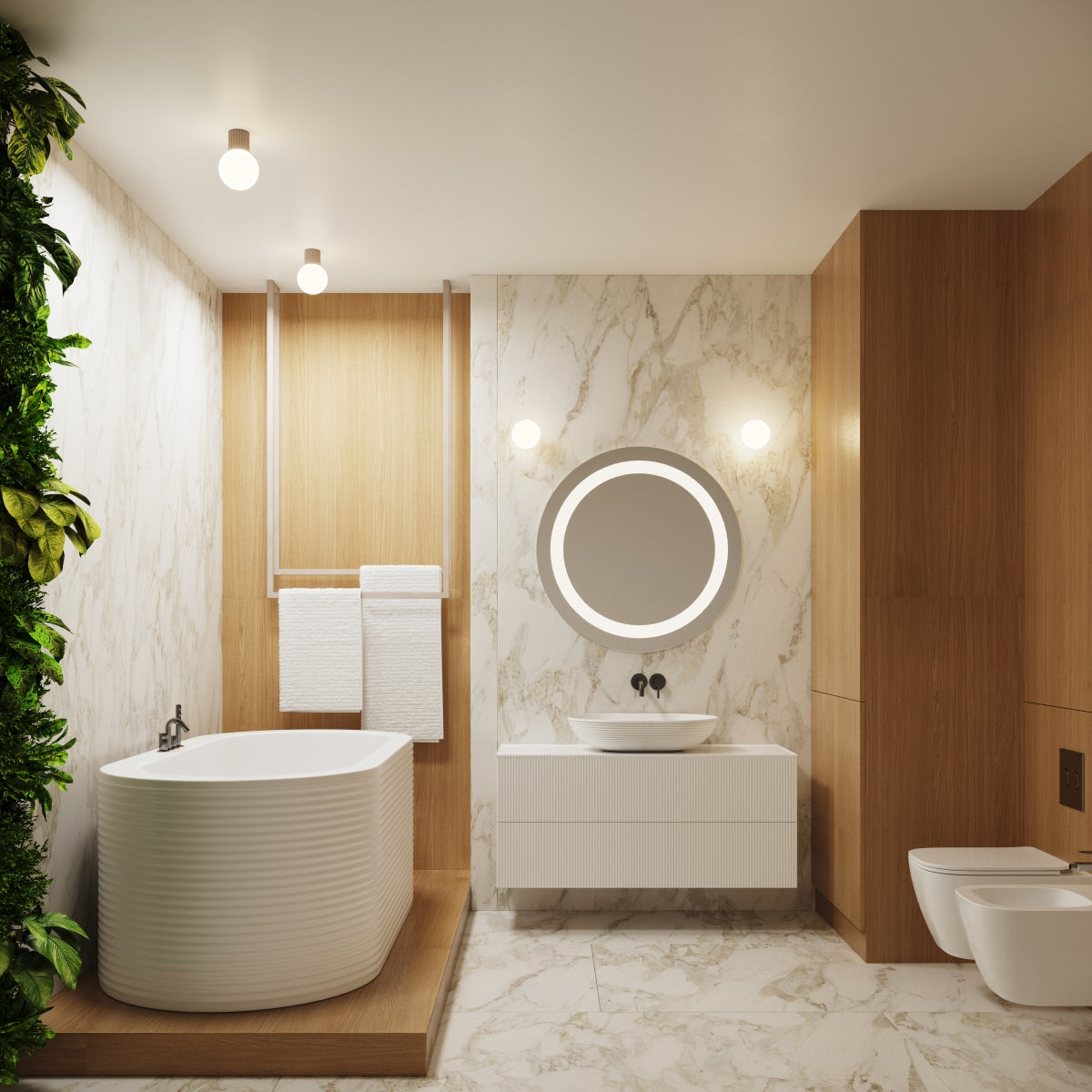 Applique Murale Halo Taupe IP44 en Aluminium Nervuré