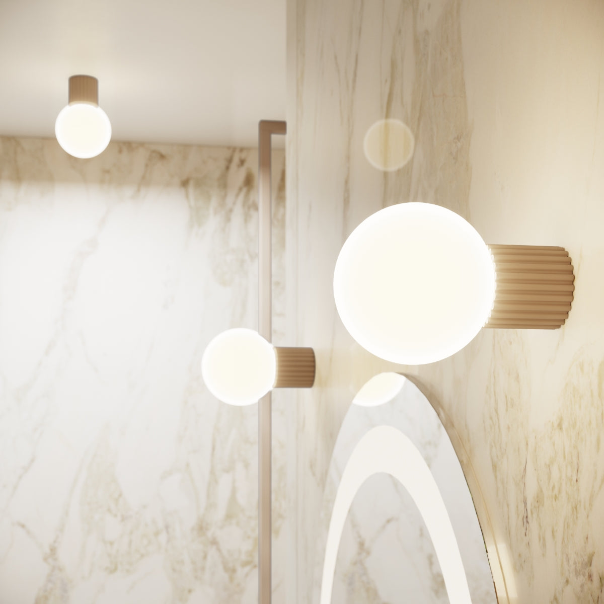 Applique Murale Halo Taupe IP44 en Aluminium Nervuré