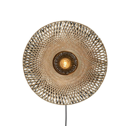 Applique Murale Kalimantan Bambou Tressé Naturel et Noir 44 cm