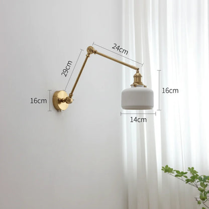 Applique Murale Bras Long Orientable en Laiton et Céramique