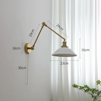 Applique Murale Bras Long Orientable en Laiton et Céramique