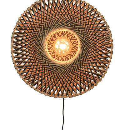 Applique Murale Bali Bambou Tressé Noir et Naturel 44 cm