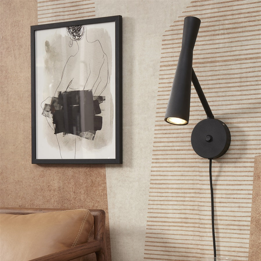 Applique Murale Bordeaux Noire Fer Spot Orientable GU10 34 cm