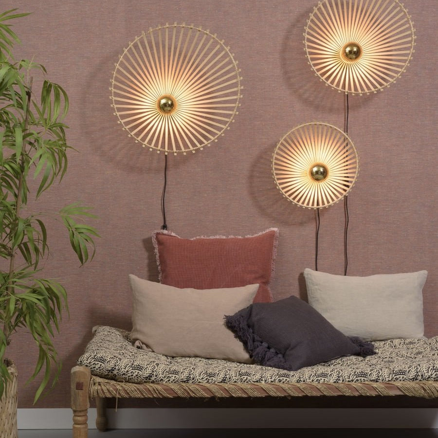 Applique Murale Bromo Bambou Tressé Soleil Naturel 60 cm