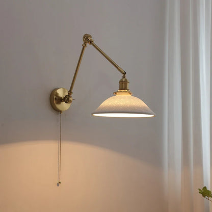 Applique Murale Bras Long Orientable en Laiton et Céramique