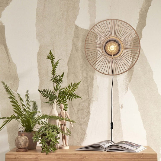 Applique Murale Hokkaido Bambou Naturel Ronde 25 cm