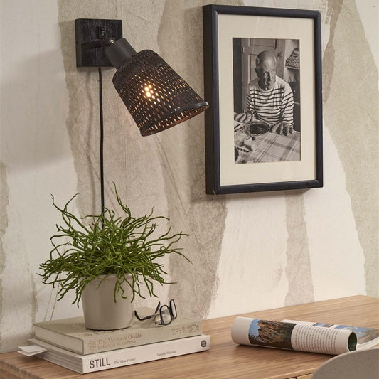 Applique Murale Orientable Java Bambou Noir 15 cm