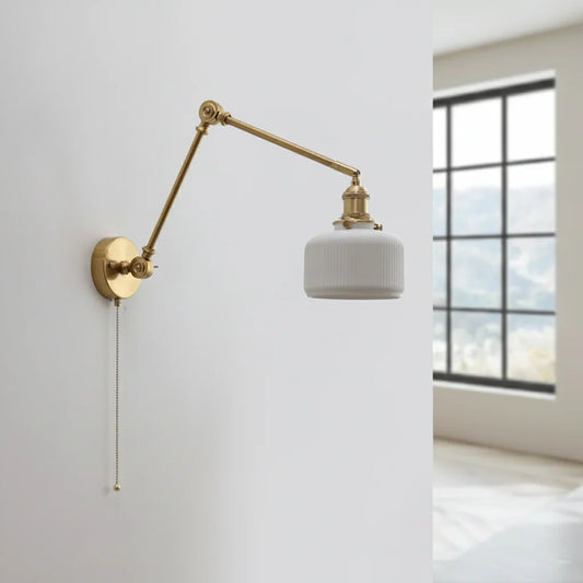 Applique Murale Bras Long Orientable en Laiton et Céramique