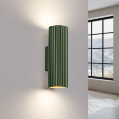 Applique Murale Oslo 20 cm en Aluminium Cannelé Vert Olive