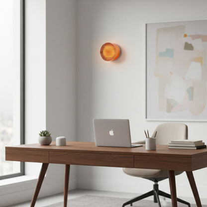 Applique Murale LED Ronde Orange en Acrylique Rainuré