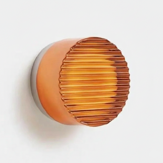 Applique Murale LED Ronde Orange en Acrylique Rainuré