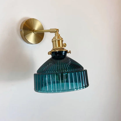 Applique Murale en Verre Strié et Laiton, Bras Orientable