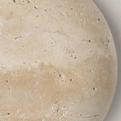 Applique Murale Circulaire en Travertin Naturel et Globe Opaline